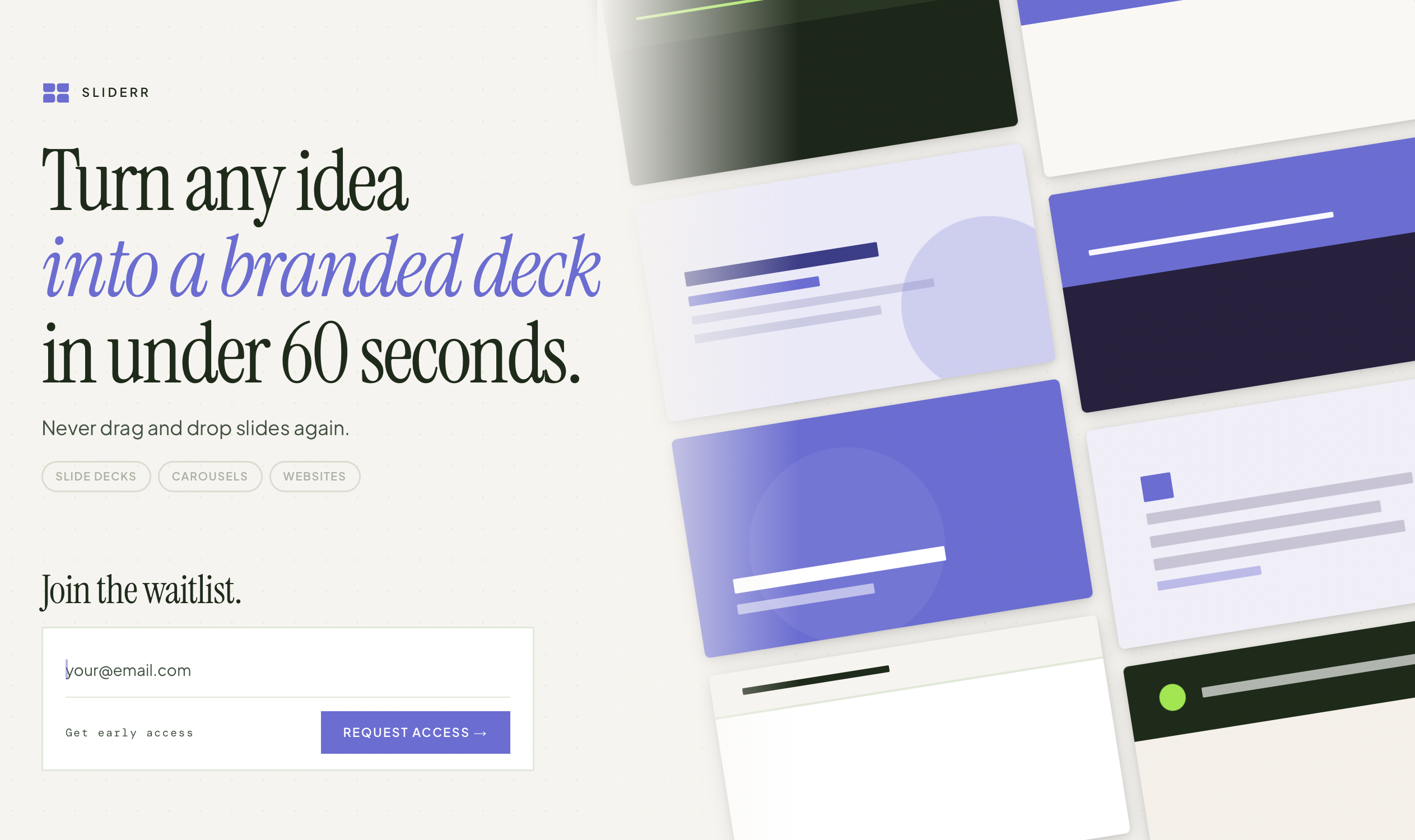 Join the Waitlist | Sliderr AI Slide Deck Generator